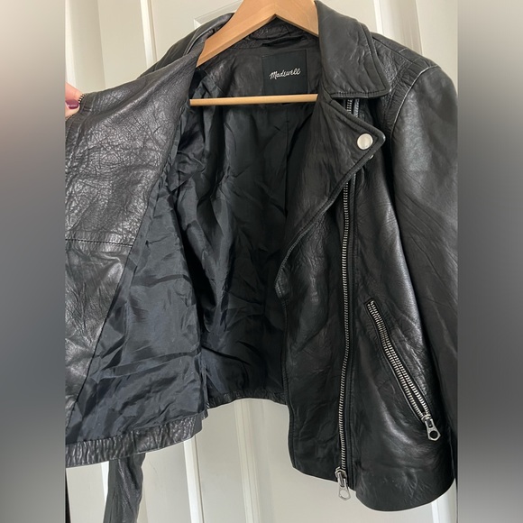 The Washed Leather Motorcycle Jacket, lightly worn. Condition like new. - Picture 8 of 11